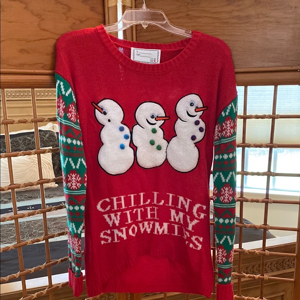 Source Unknown Red Snowman Sweater